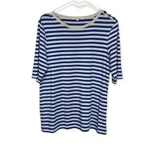 41 Hawthorne Blue Gray Striped Short Sleeve Tee Medium